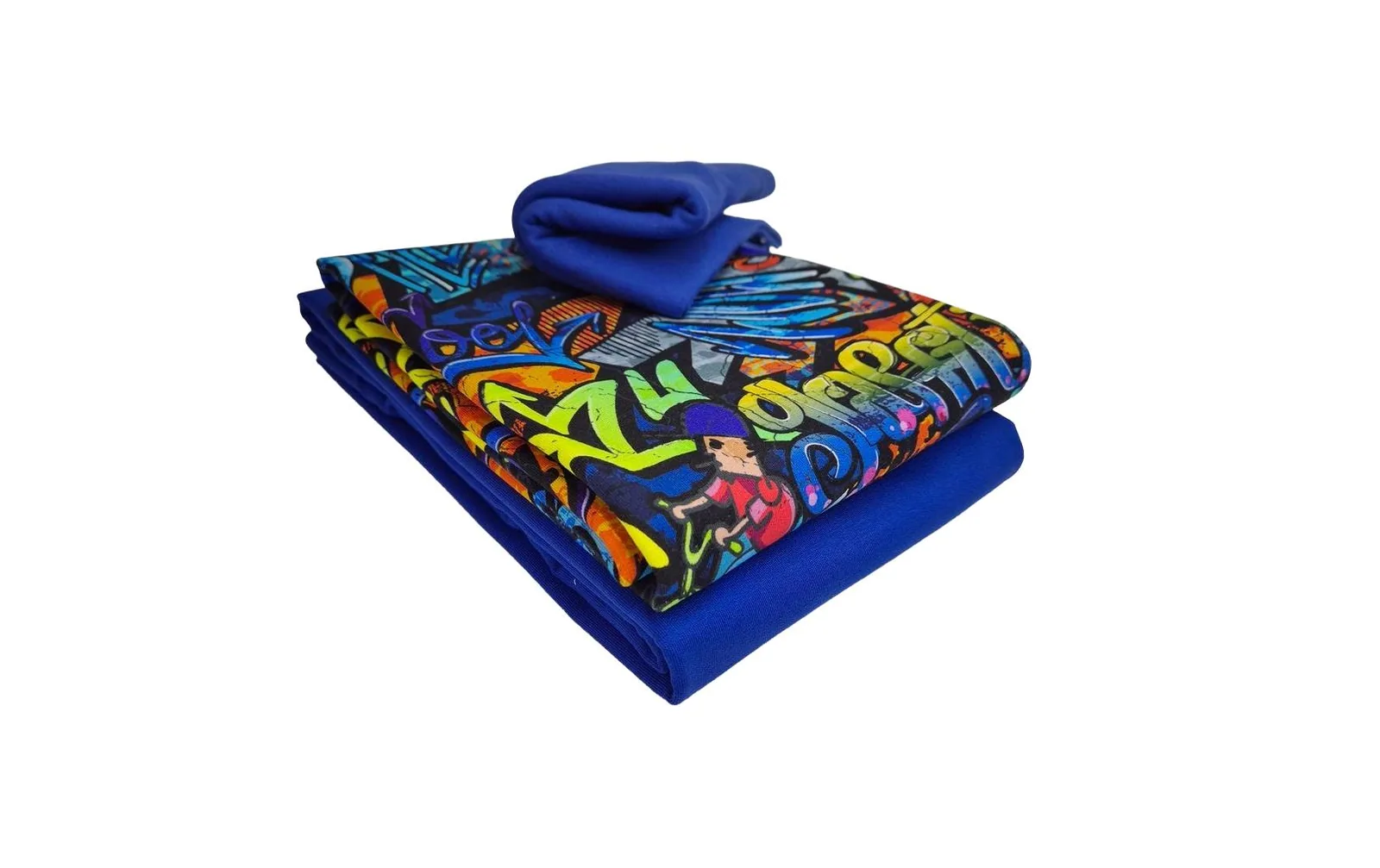 Stoffe Stoff French Terry Graffiti crazy 3-teilig, Blau, 2 x 1 m