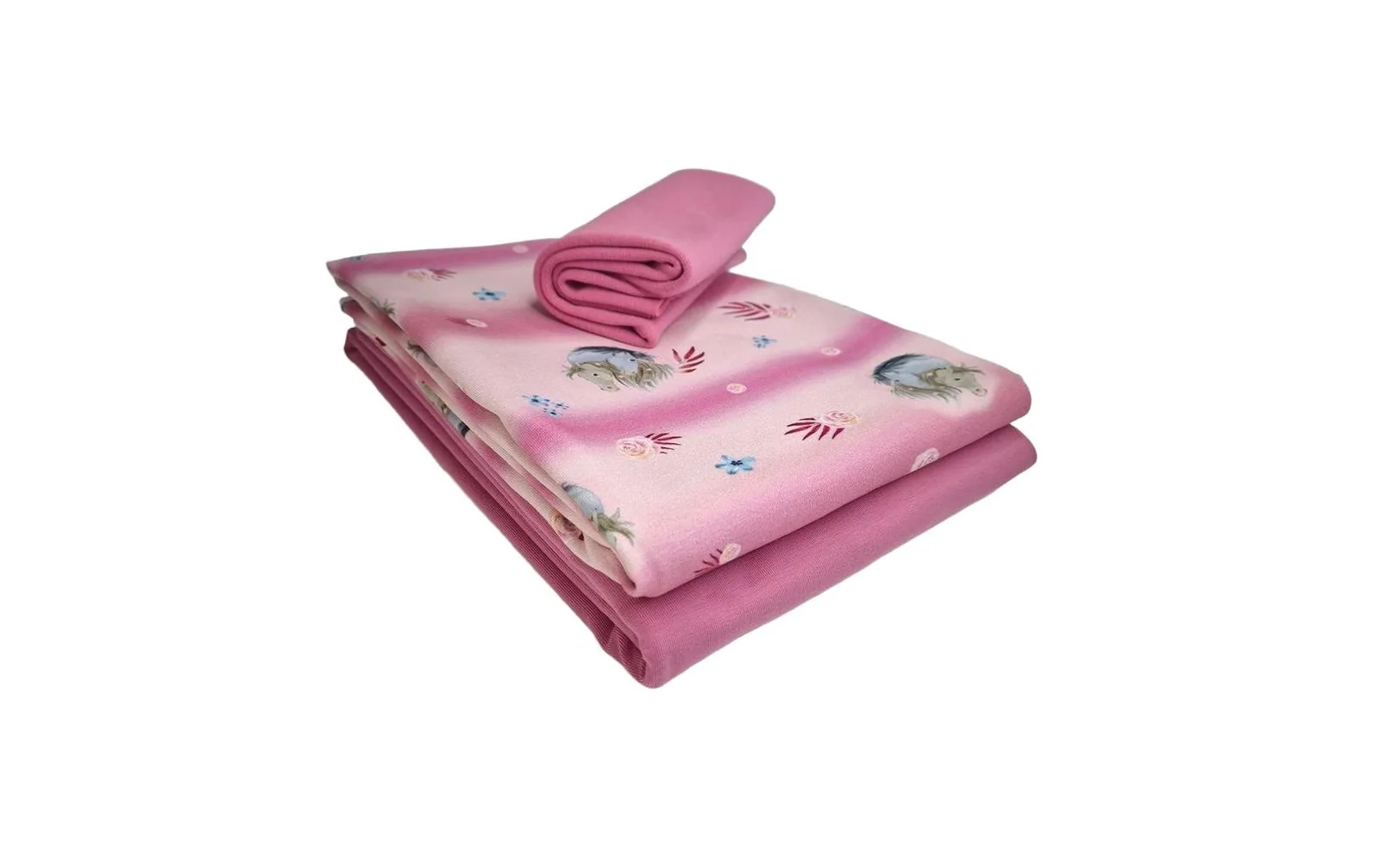 Stoffe Stoff Jersey Pferd rosa 3-teilig, 2 x 1 m