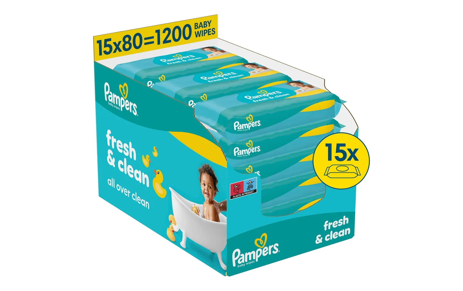 Pampers Feuchttücher Fresh Clean Aloe 15 x 80 Stk.