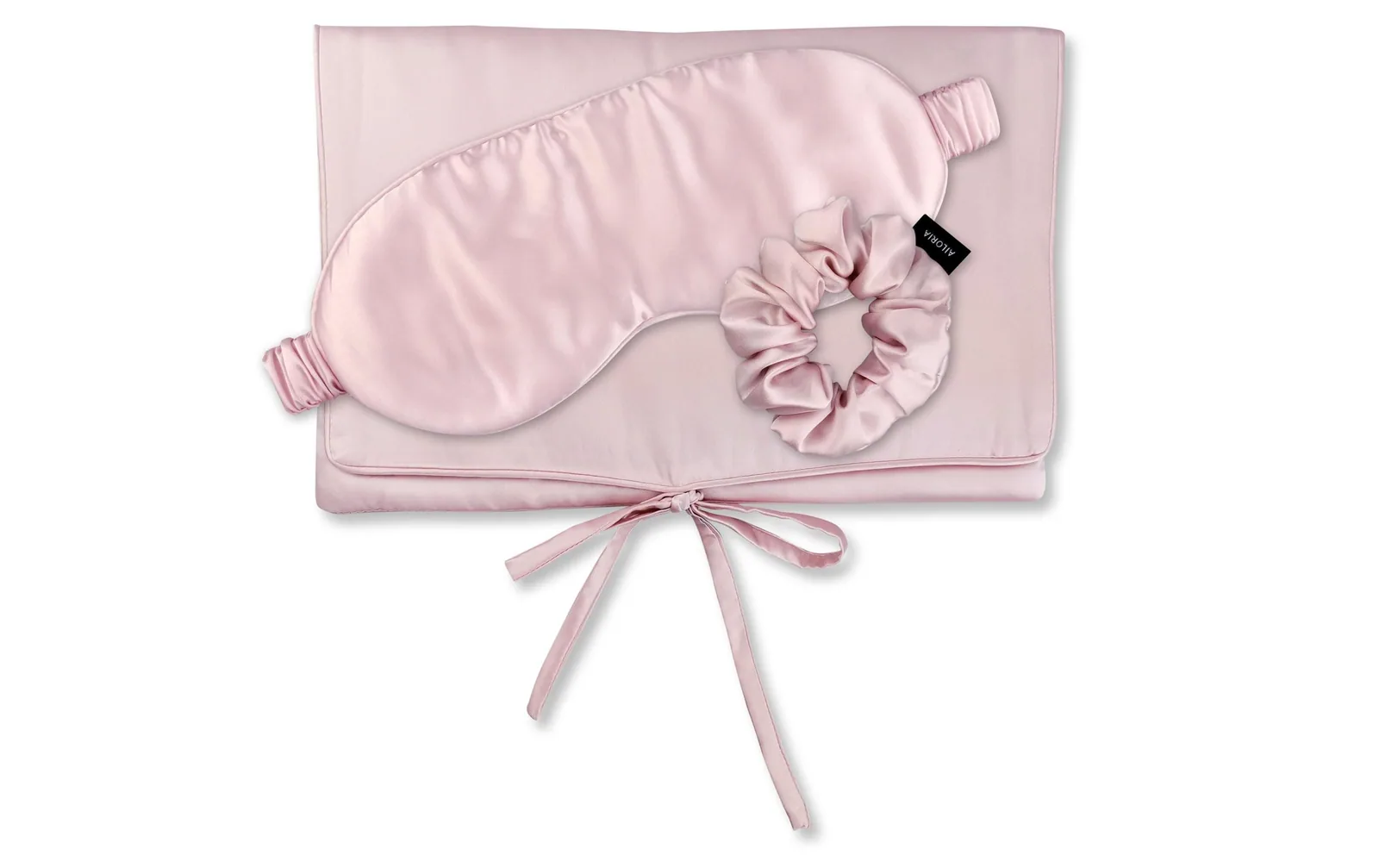 Ailoria Travel Set Tasche Schlafmaske und Scrunchie M Seide Rosa