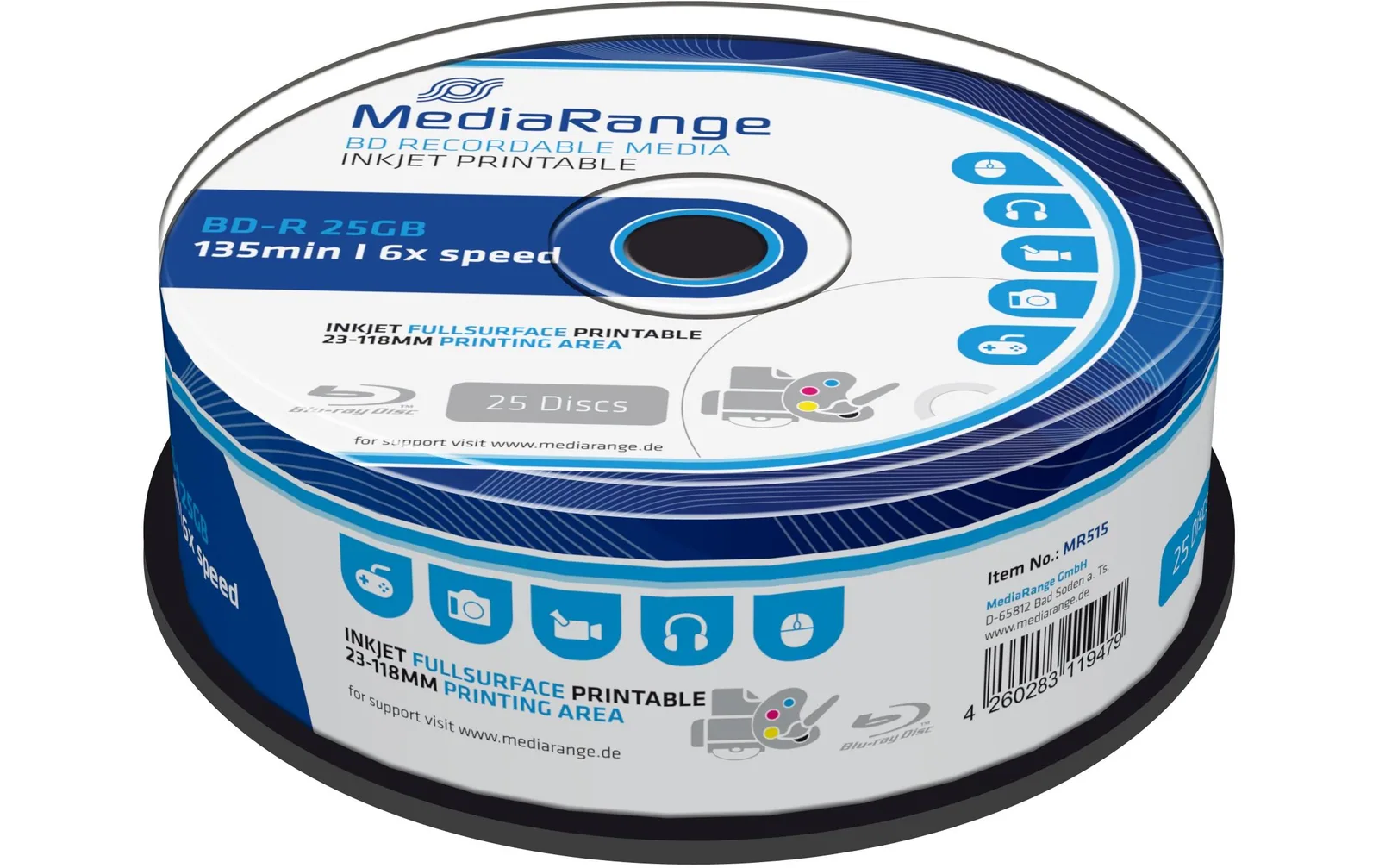 MediaRange BD-R 25 GB, Spindel (25 Stück)