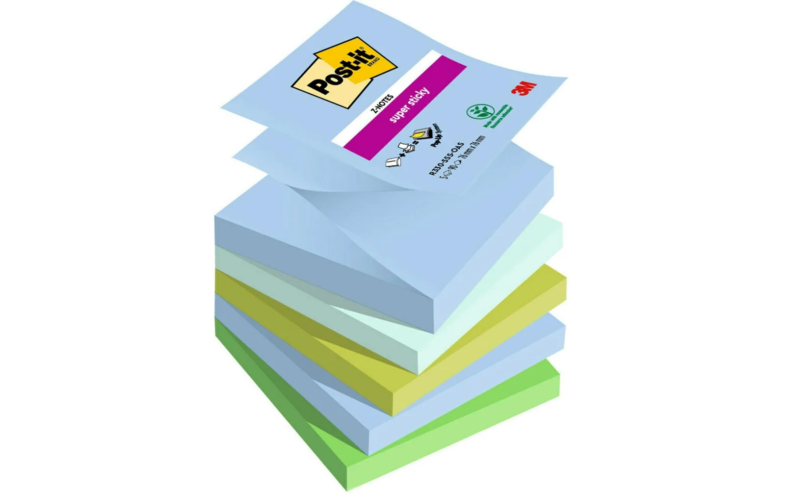 Post-it Notizzettel Super Sticky Oasis Collection 76 x 76 mm