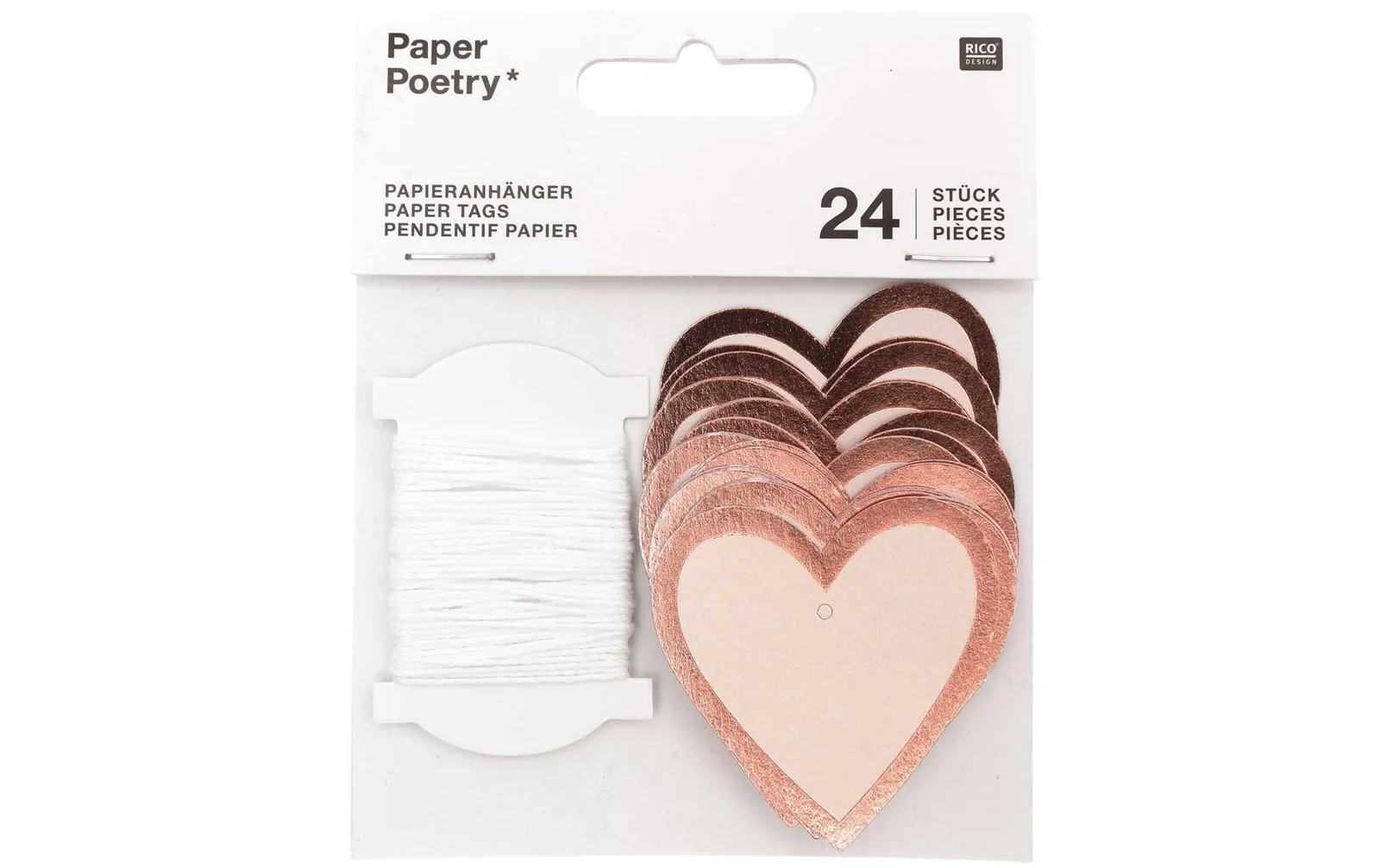 Rico Design Geschenkanhänger Herz 24 Stück, Rosa