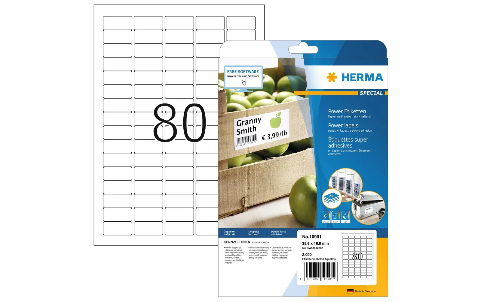 HERMA Universal-Etiketten Power 10901 35.6 x 16.9 mm