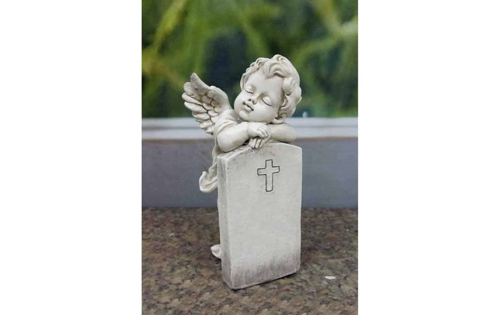 Dameco Grabdekoration Engel am Grabstein 7 x 8.7 x 16 cm
