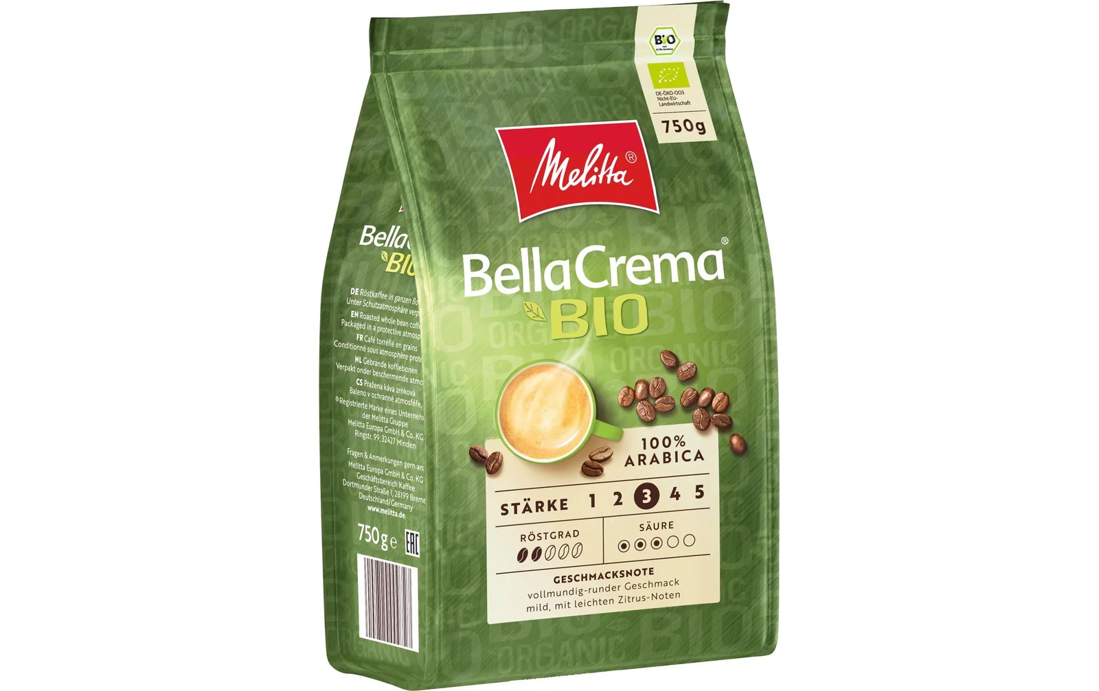 Melitta Kaffeebohnen Bella Crema Bio 750 g