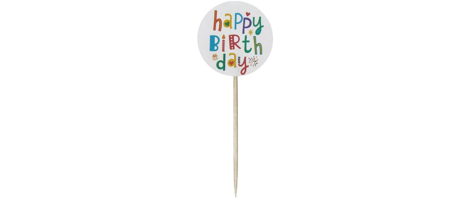 Demmler Deko Picker Happy Birthday 12 Stück, Mehrfarbig