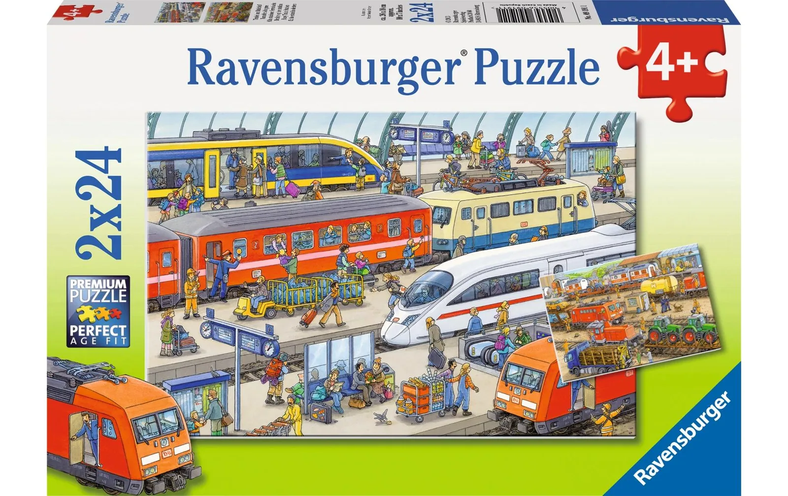 Ravensburger Puzzle Trubel am Bahnhof 2 x 24 Teile, mit Mini-Postern