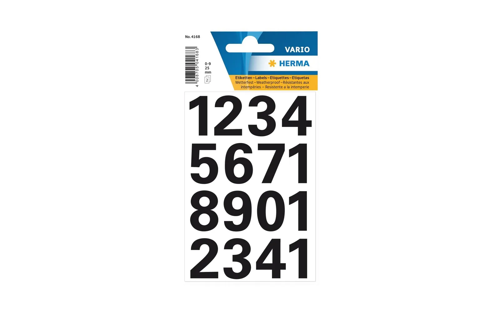 Herma Stickers Nummer-Etiketten 0 - 9, 2.5 cm, Schwarz, 32 Zahlenaufkleber