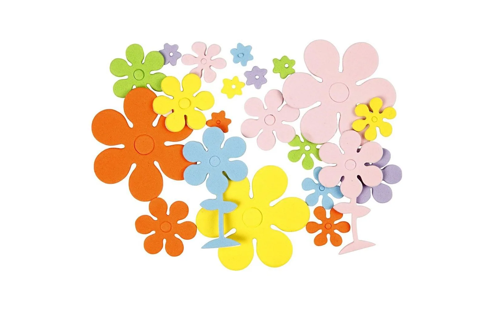 Creativ Company Moosgummi-Aufkleber Blumen, 10-60 mm, 2 mm, 100 Stk