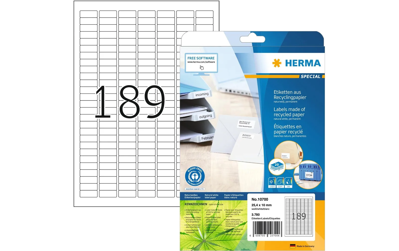 HERMA Universal-Etiketten 25.4 x 10 mm, 20 Blatt