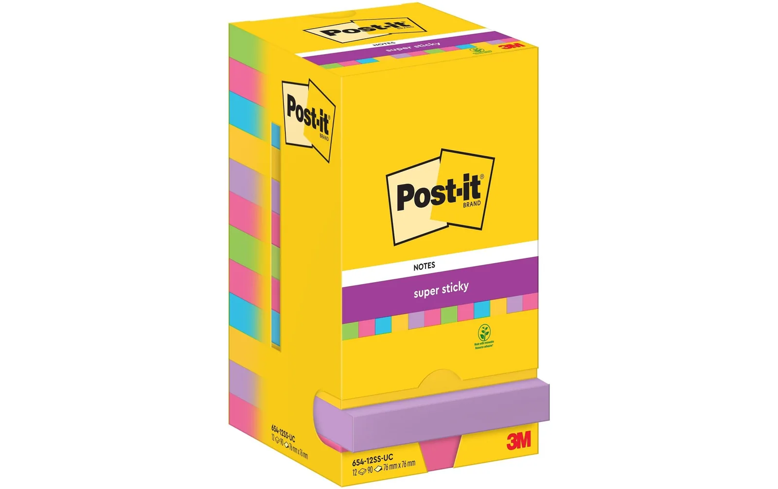 Post-it Notizzettel Super Sticky 76 x 76 mm, Mehrfarbig