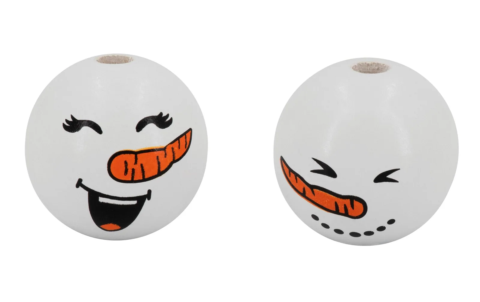Glorex Glorex Holzperlen mit Gesicht Schneemann Weiss