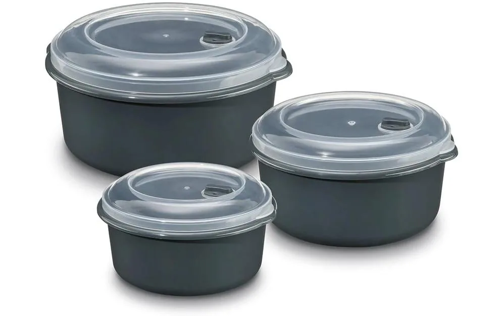 GOURMETmaxx Mikrowellendose 3 Stück 650/1000/1800ml Grau