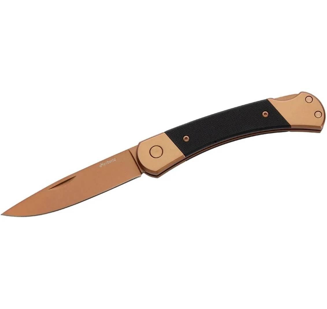 Herbertz Taschenmesser Titanbeschichtung Rosengold D2, Medium, Black