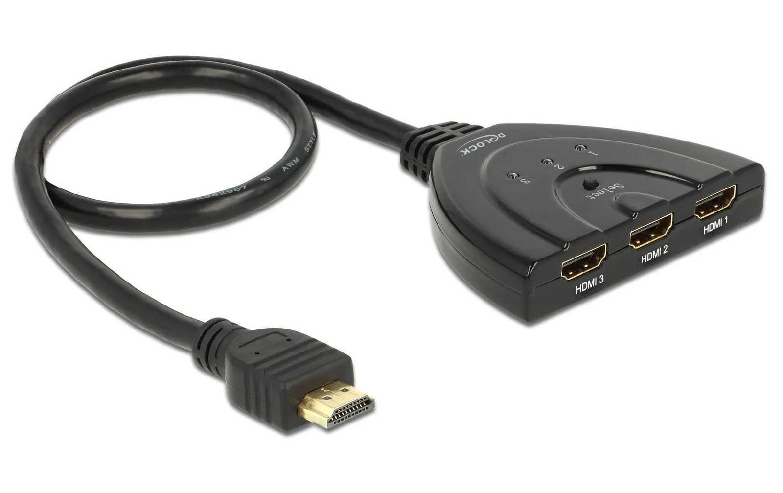 Delock Verteiler 3 Port HDMI Switch 60cm 4K/30Hz, Bidirektional