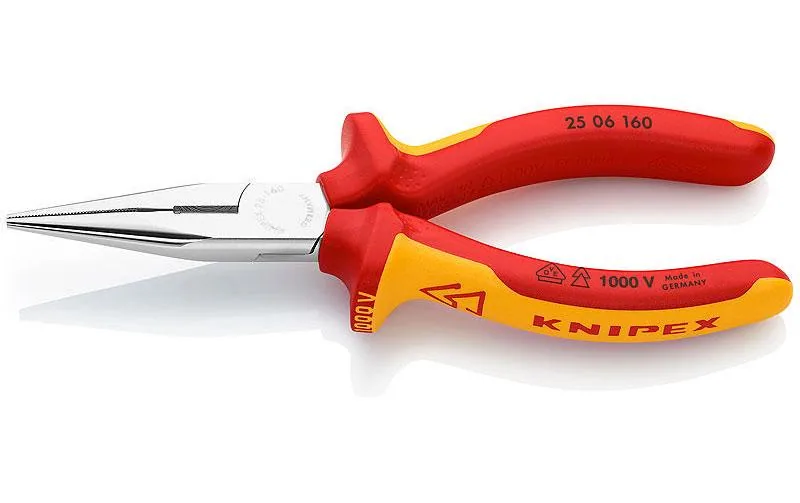 Knipex Flachrundzange 160 mm 1000 V mit Schneide verchromt