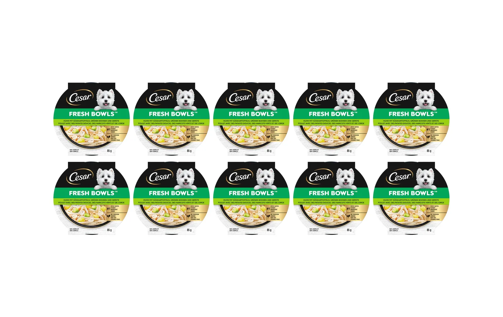 Cesar Nassfutter Fresh Bowls Huhn, Süsskartoffeln 10 x 85 g
