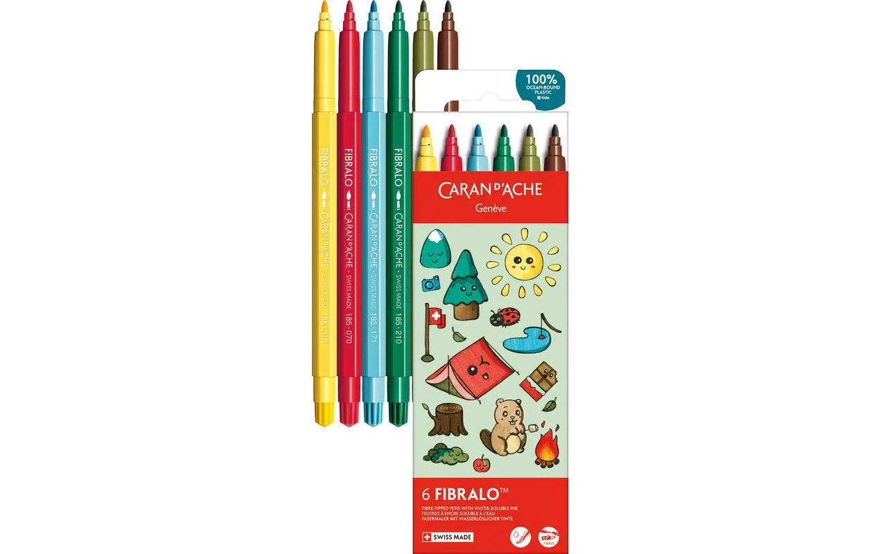 Caran d'Ache Filzstift Set Kawaii Fibralo Swiss mit 6 Farben