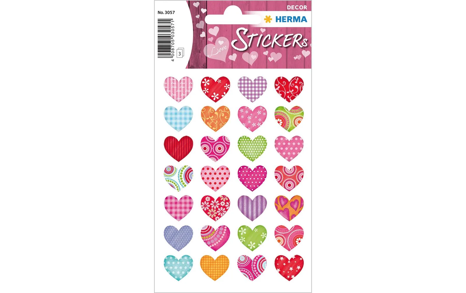 Herma Stickers Motivsticker Bunte Herzen 84 Stück Mehrfarbig