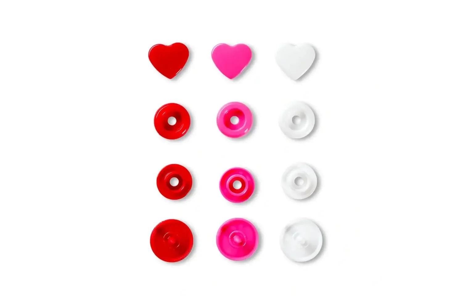 Prym Druckknöpfe Color Snaps Herz, Rottöne, 12.4 mm, 30 Stück