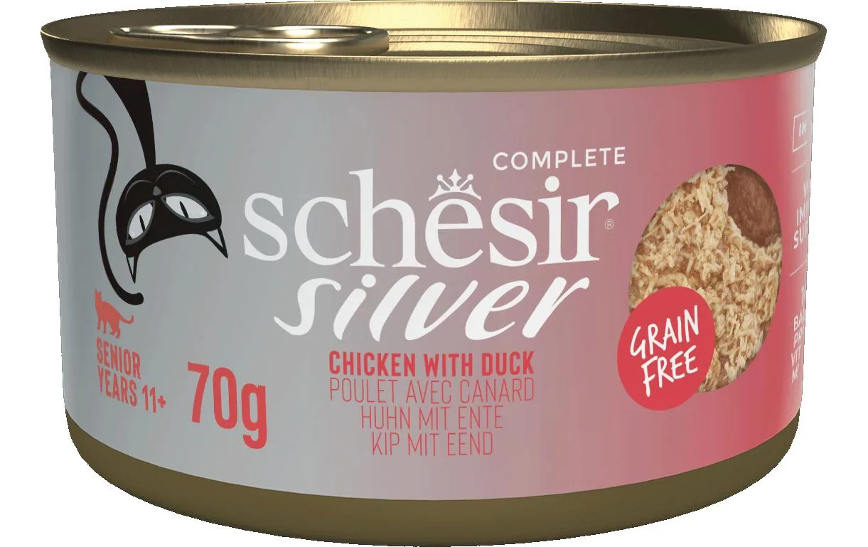 Schesir Nassfutter Silver Senior Complete Huhn und Ente, 70 g