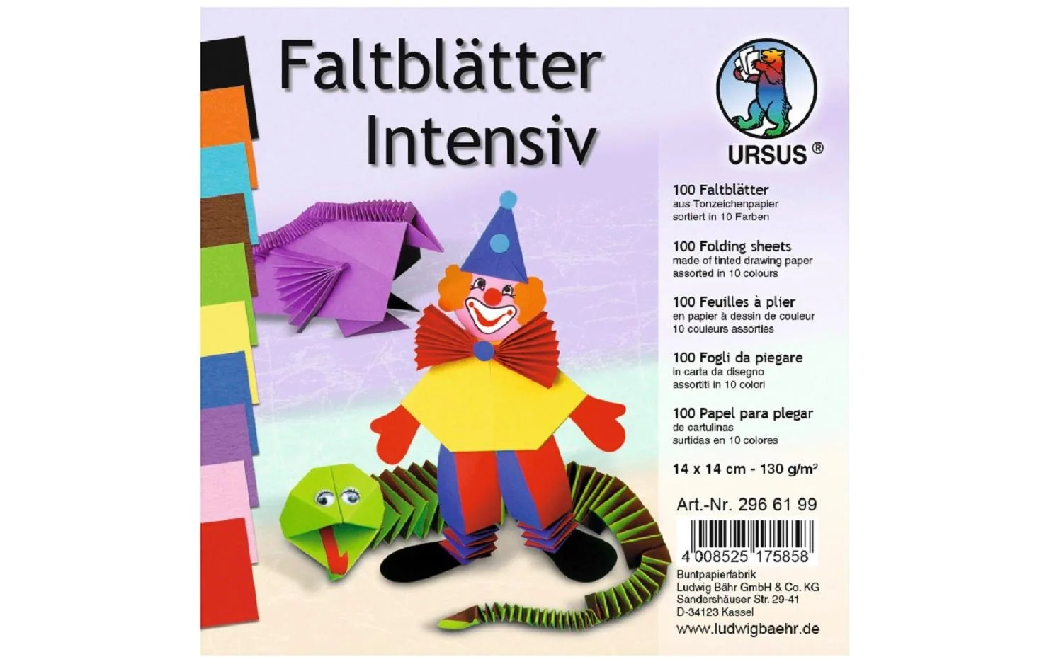 URSUS Faltblätter 10 Farben 100 Blatt