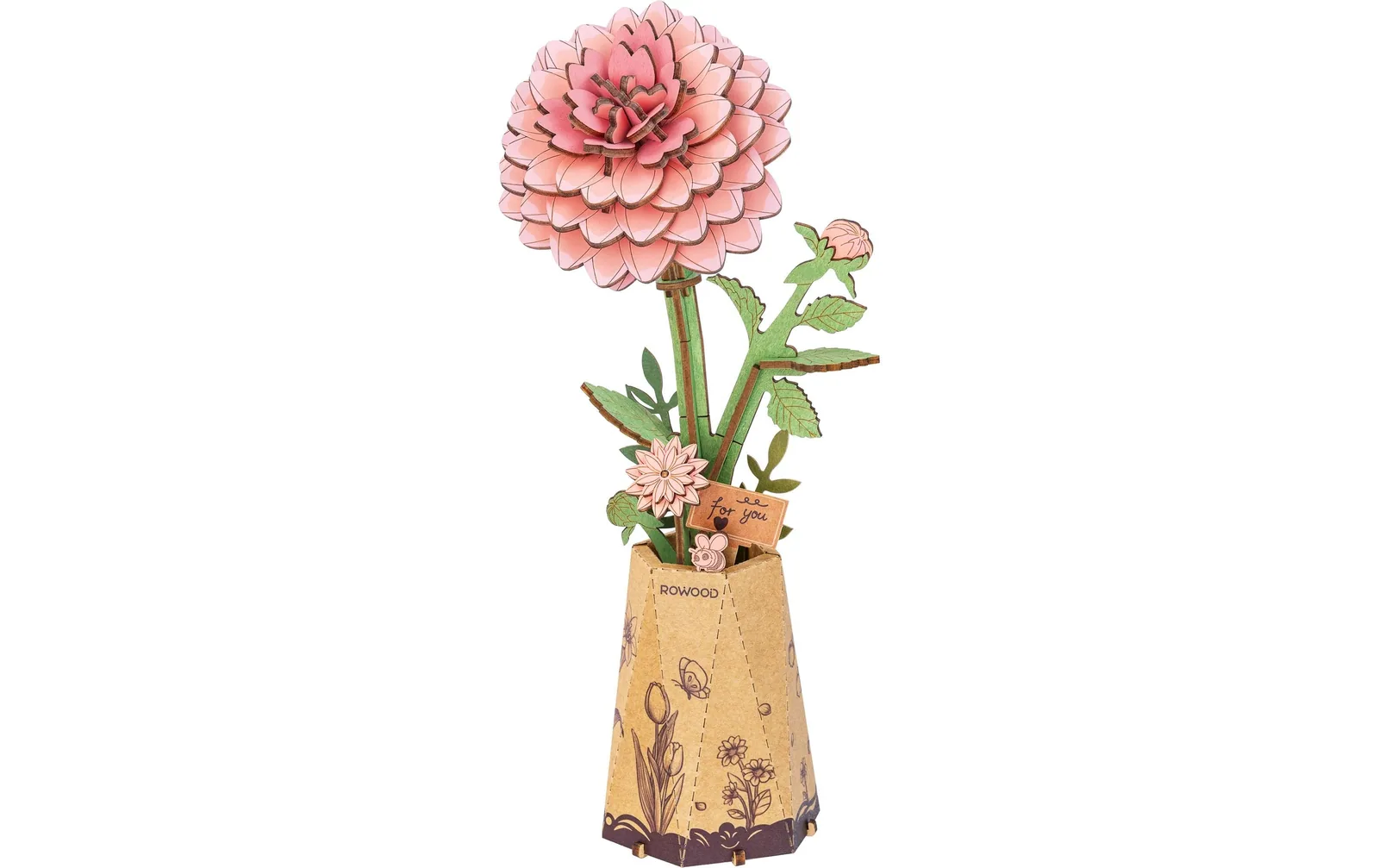 Rolife Bausatz Pink Dahlia 3D-Holzpuzzle Blume Rosa