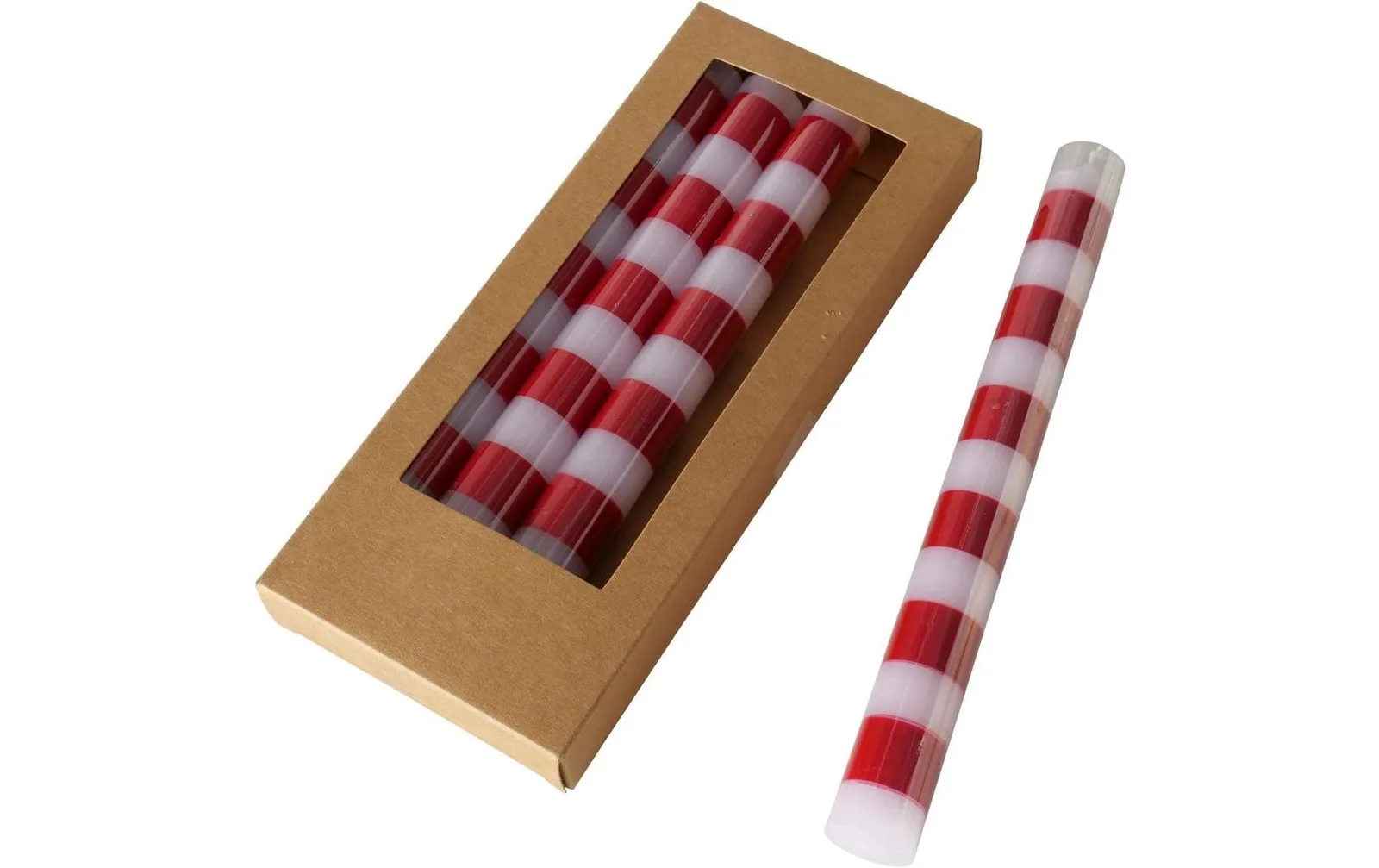 Boltze Stabkerze Stripy 20 cm x 2.2 cm, Rot, 4 Stück