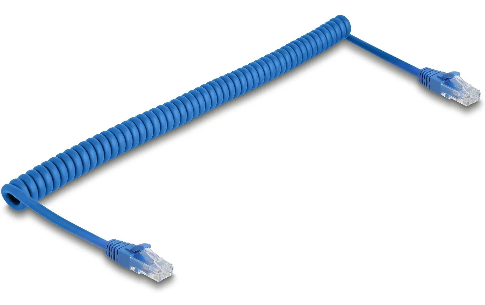 Delock RJ45 Spiralkabel Stecker zu Stecker Cat 6, UTP, 1.8 m, Blau