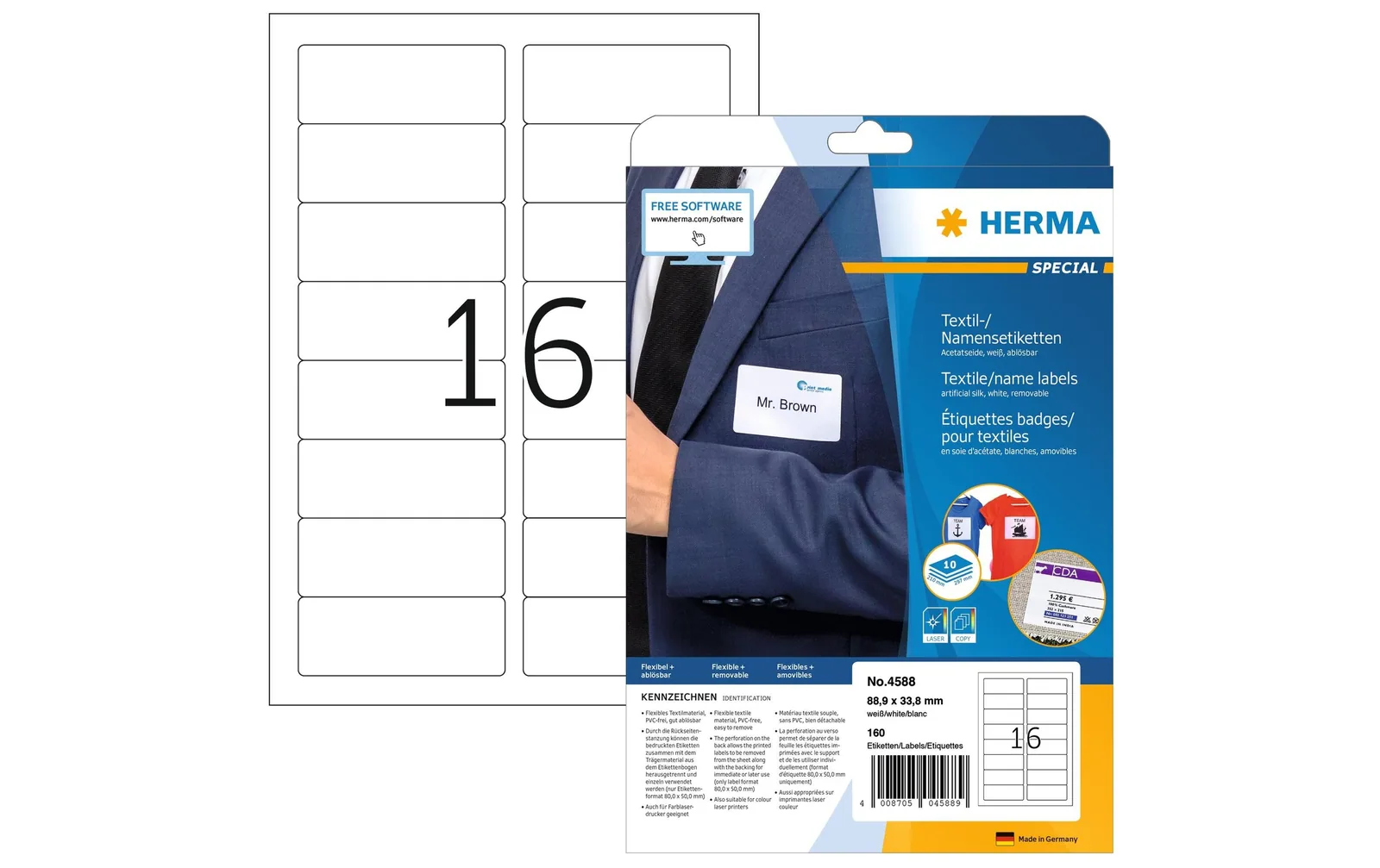 HERMA Namensetiketten 4588 88.9 x 33.8 mm, 160 Etiketten