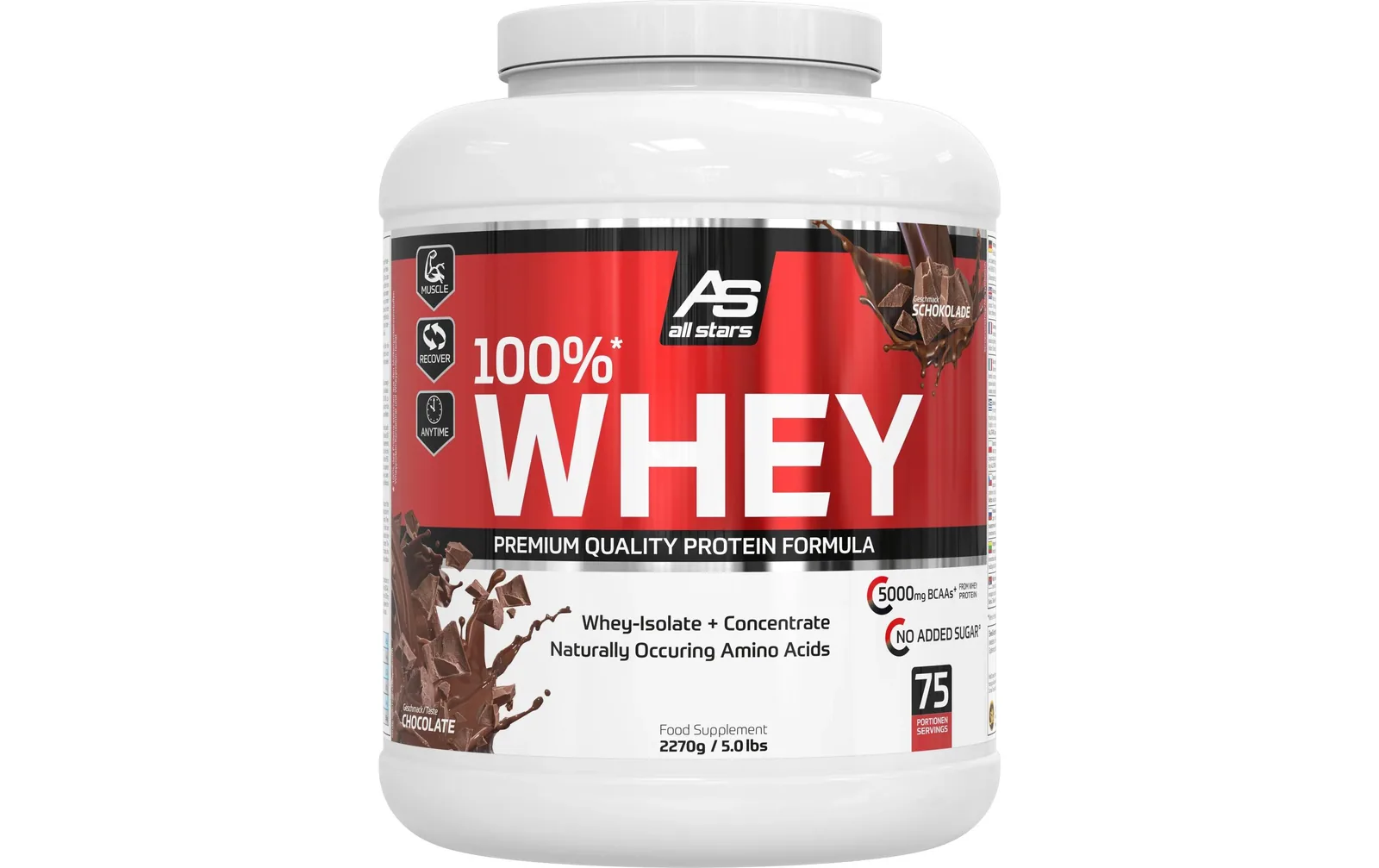 All Stars Pulver Whey Protein 100% Chocolate 2270 g