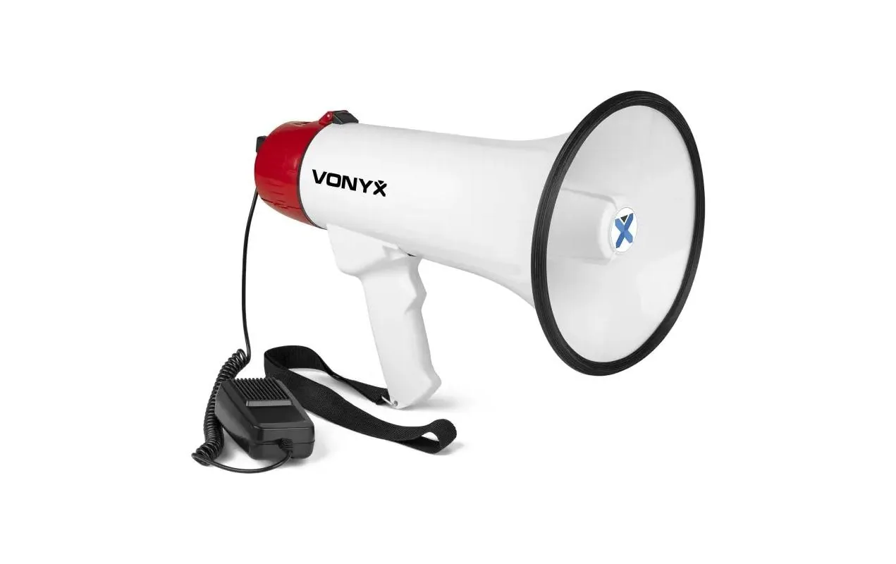 Vonyx Megaphon MEG045 45 W Bluetooth USB MicroSD Sirene Weiss Rot