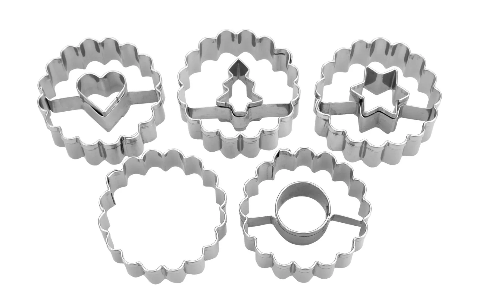 Städter Guetzli-Ausstecher Spitzbub 5-teilig, ø 4 x 1.5 cm gewellt