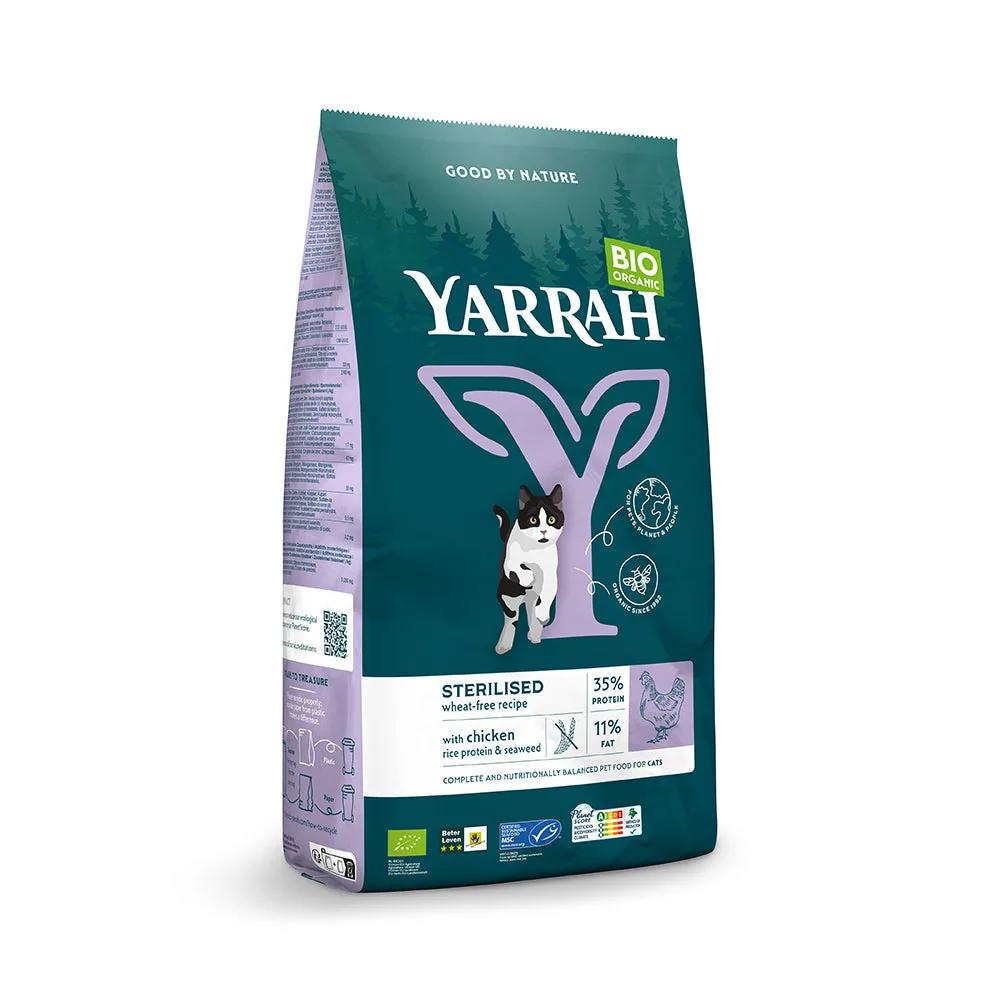 Yarrah Bio Katze Trockenfutter weizenfrei für sterilisierte Katze Huhn & Fisch · 1×700g Sack