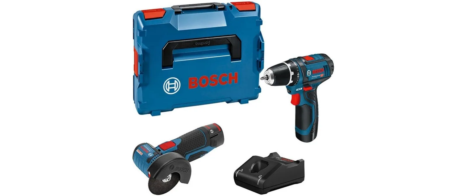 Bosch Professional Akku-Bohrschrauber Set 12 V-GSR+GWS+2 x 2.0Ah