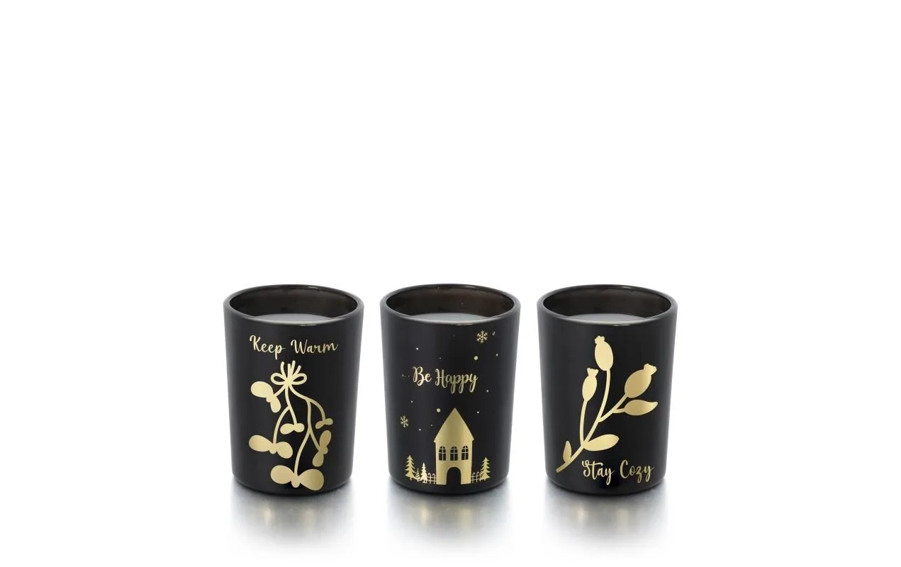 balthasar Weihnachtskerze Feliz im Glas, Schwarz