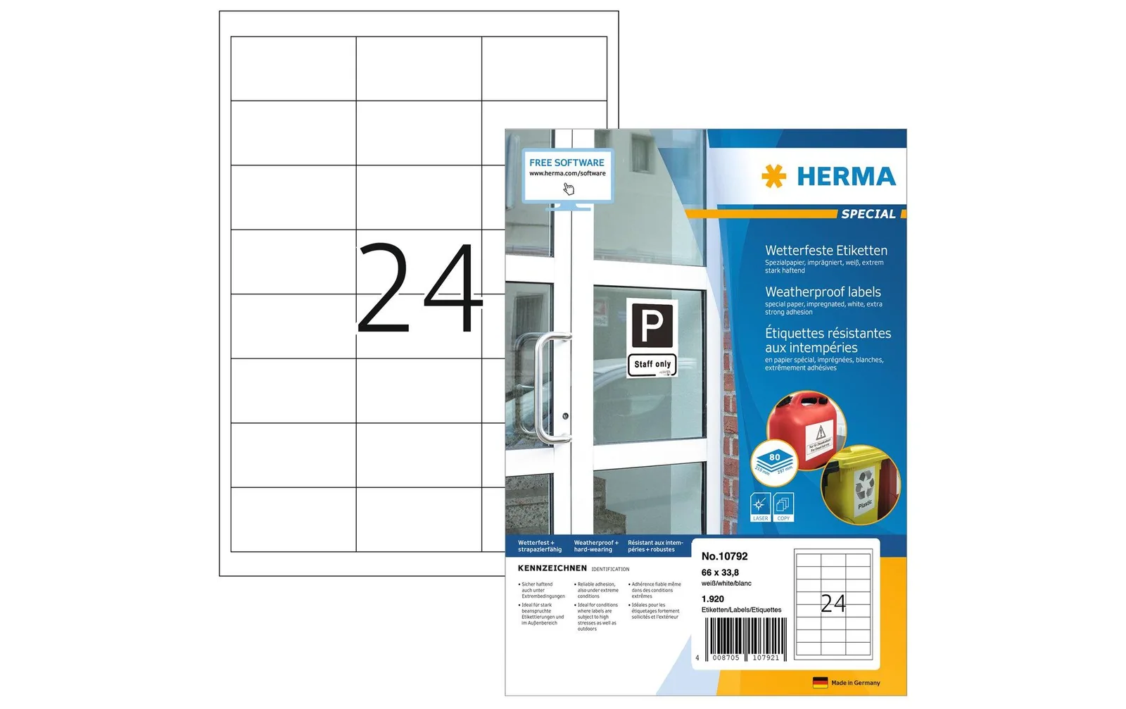 HERMA Outdoor-Etiketten 66 x 33.8 mm, 80 Blatt
