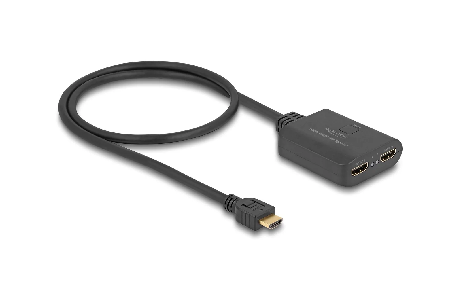 Delock 2-Port Signalsplitter HDMI – HDMI 4K 60 Hz mit Downscaler