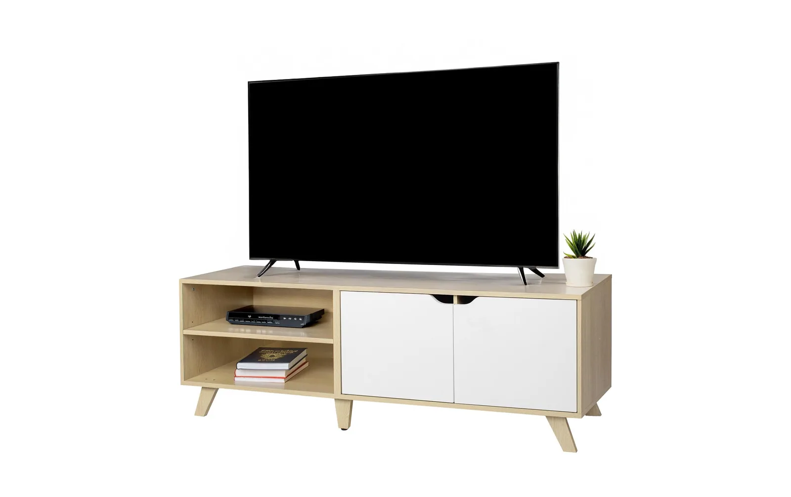 relaxdays TV-Möbel Vintage Style 140 cm, Hellbraun 60 Zoll