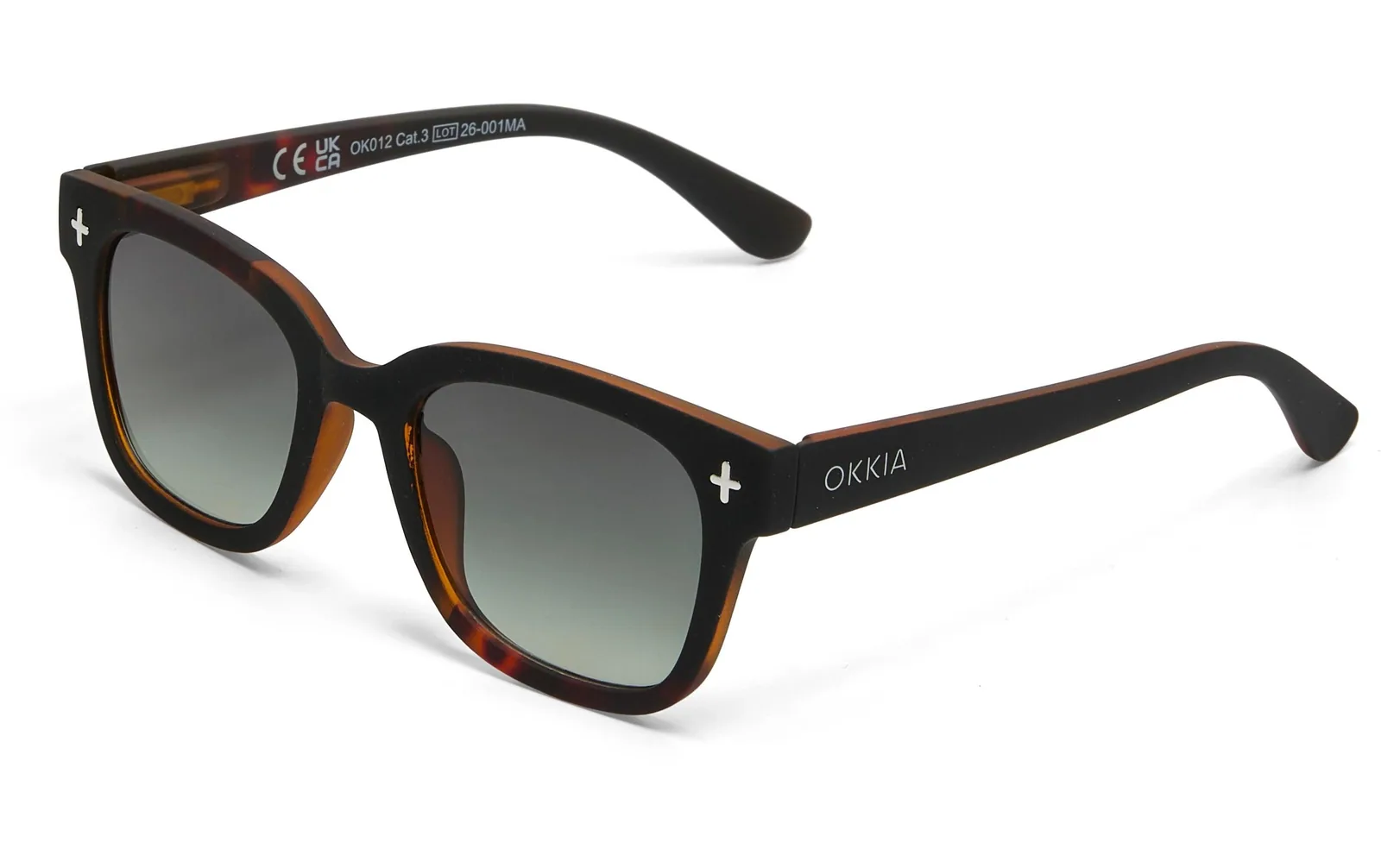 OKKIA Sonnenbrille Giovanni Black Havana, Green Lens
