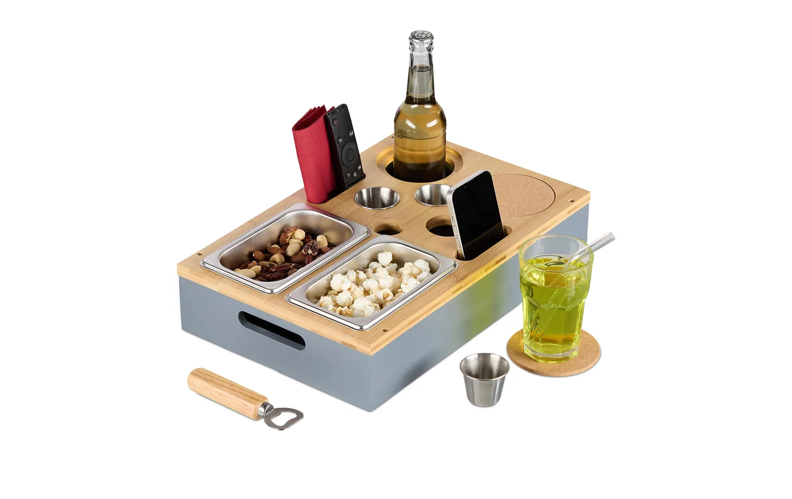 relaxdays Serviertablett Silber/Braun