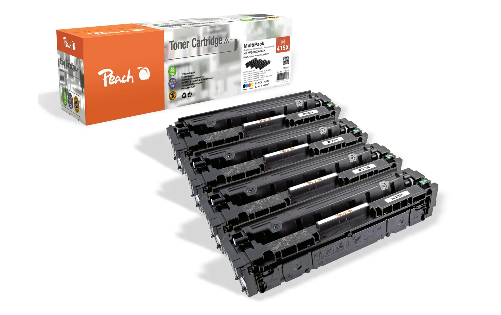 Peach Toner für HP Nr. 415X / W2030-3X BK, C, M, Y