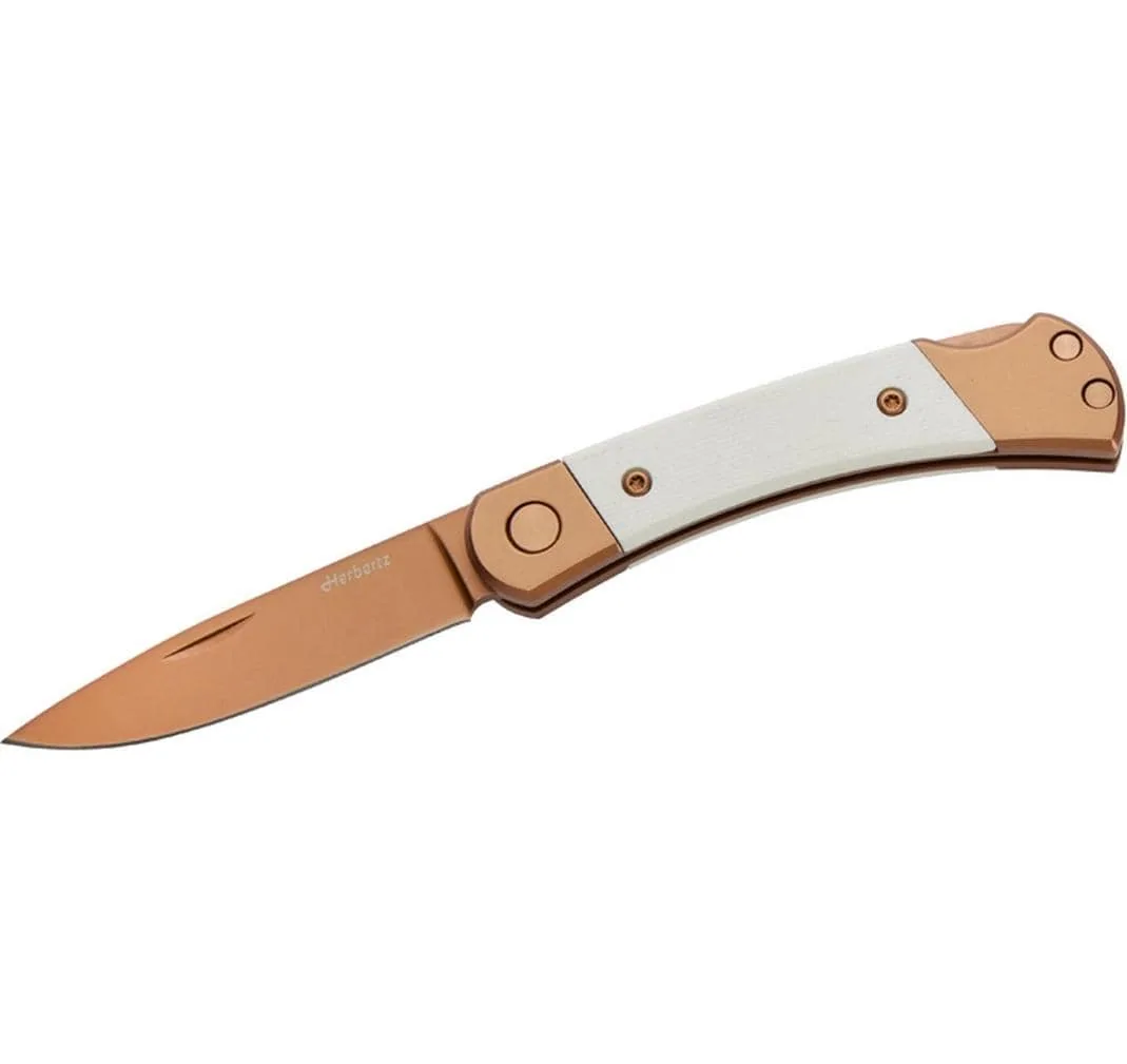 Herbertz Taschenmesser Titanbeschichtung Rosengold D2, Small, White