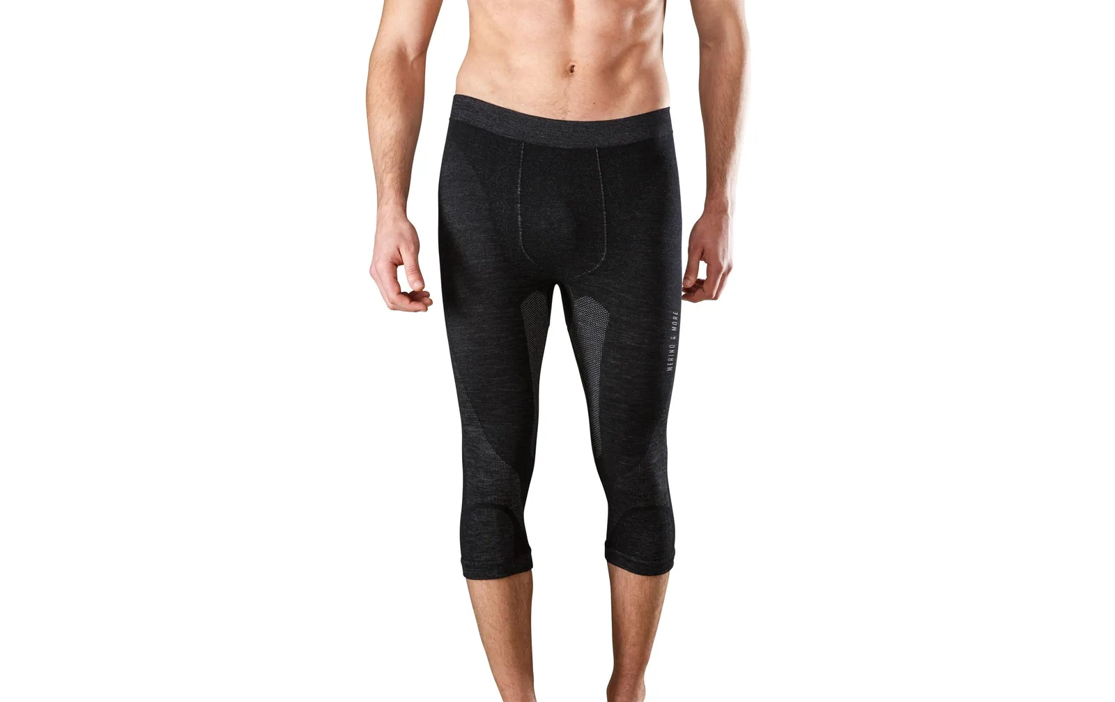 Merino & More Herren Funktionsunterhose 3/4 S, Schwarz
