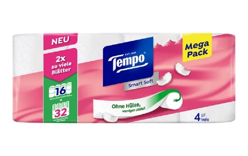 Tempo Toilettenpapier Smart Soft 16 Rollen, 4-lagig, Weiss
