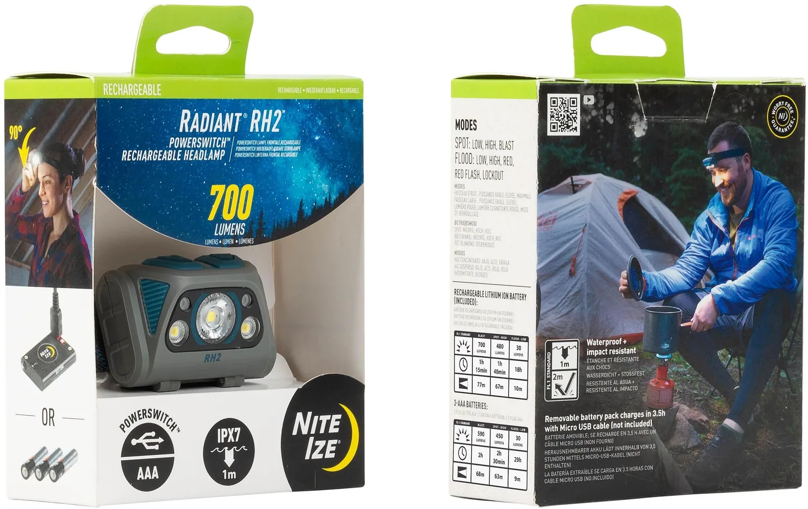 NITE IZE Radiant RH2 PowerSwitch-Stirnlampe Grau