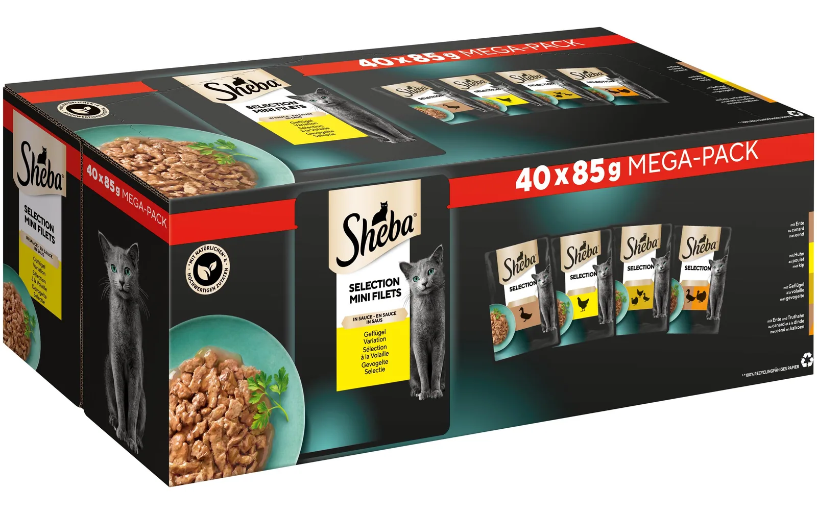 Sheba Nassfutter Sélection in Sauce Geflügel Variation 40 x 85 g