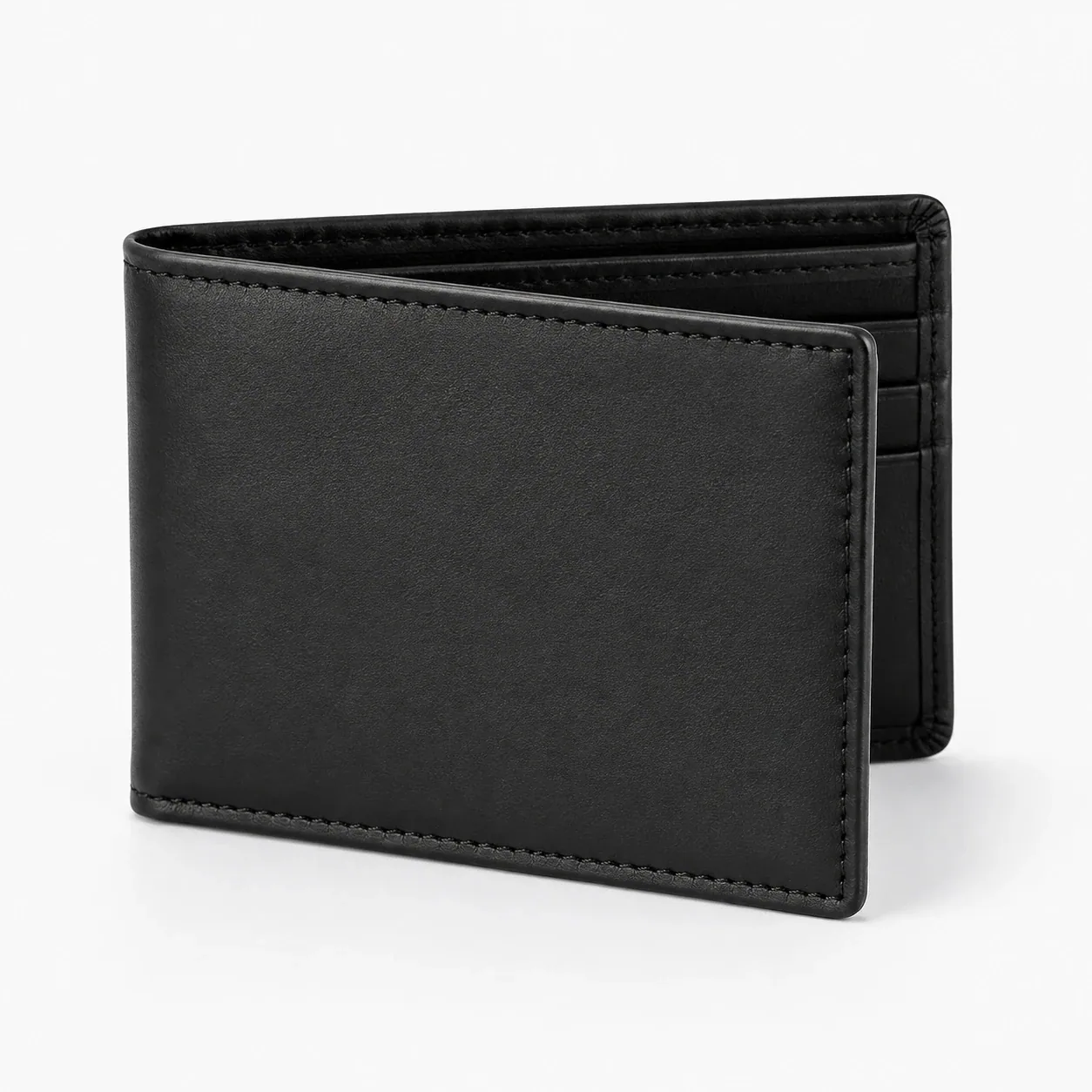 Leder-Geldbörse schwarz Bifold – Ansicht 1