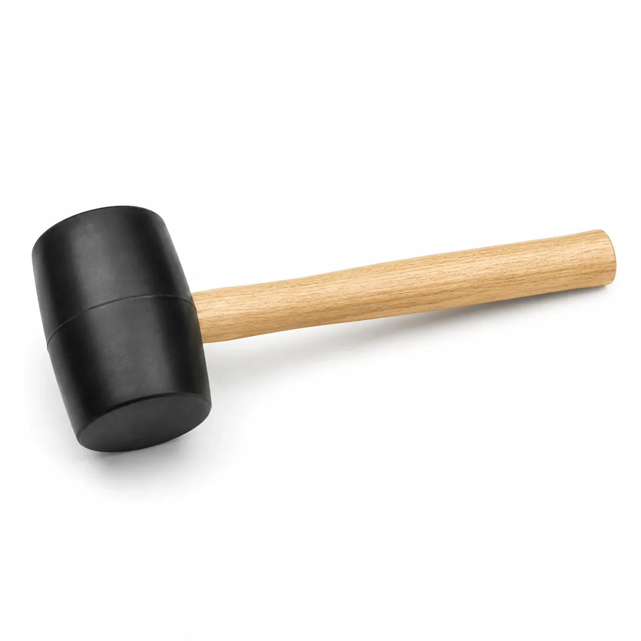 Black rubber mallet with wooden handle – view 1